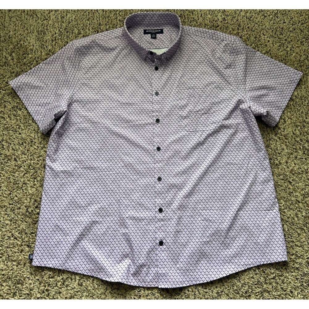 Mizzen + Main Leeward Shirt Mens XXL Classic Short Sleeve Lavender Geo Print